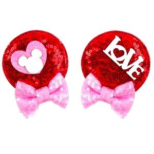 Valentines Day Minnie Ears Hair Clips for Girls